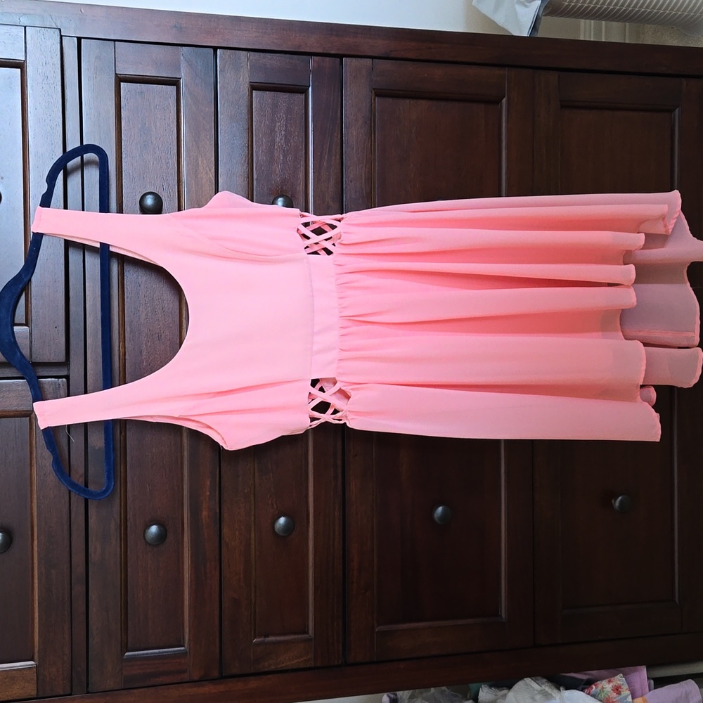 Melon short dress with high low hem
